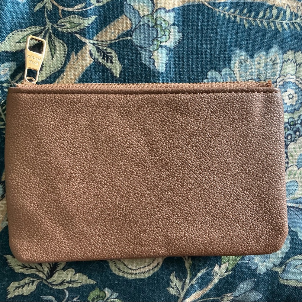 Designer Inspired LV Style Mini Zip Pouch Cosmetic Bag – Tan